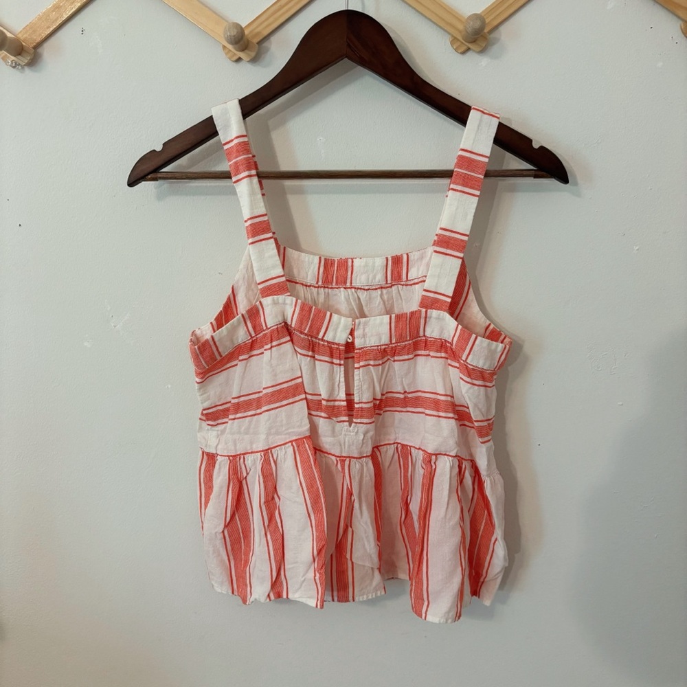 Loft Red & White Striped Babydoll Style Tank Top - Size S - Picture 3 of 9